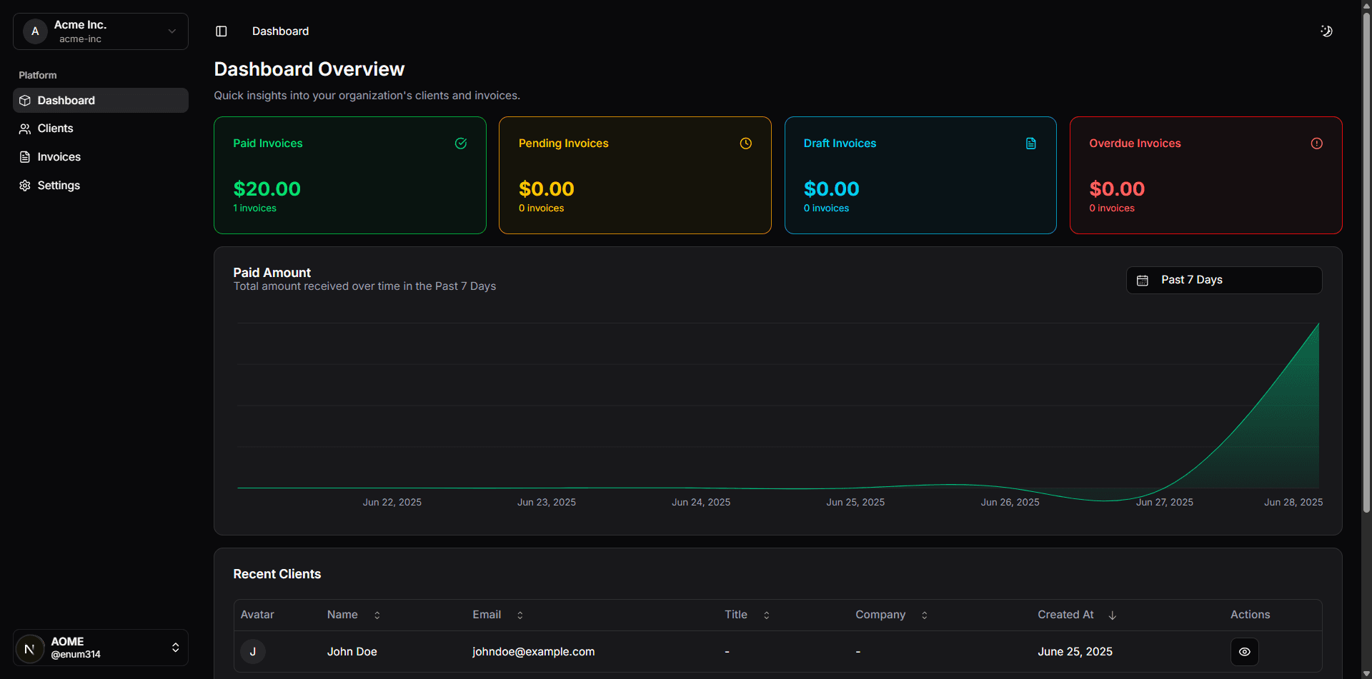 Frictionless Dashboard - Dark Mode